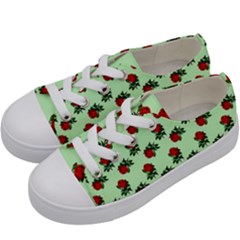 Red Roses Green Kids  Low Top Canvas Sneakers by snowwhitegirl