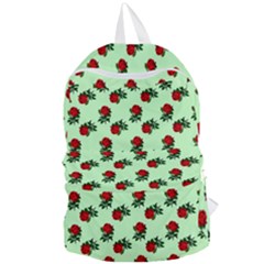 Red Roses Green Foldable Lightweight Backpack