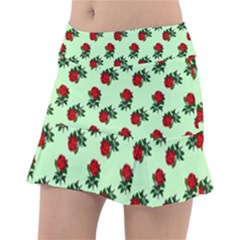 Red Roses Green Tennis Skirt