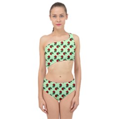 Red Roses Green Spliced Up Two Piece Swimsuit by snowwhitegirl