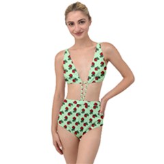 Red Roses Green Tied Up Two Piece Swimsuit by snowwhitegirl