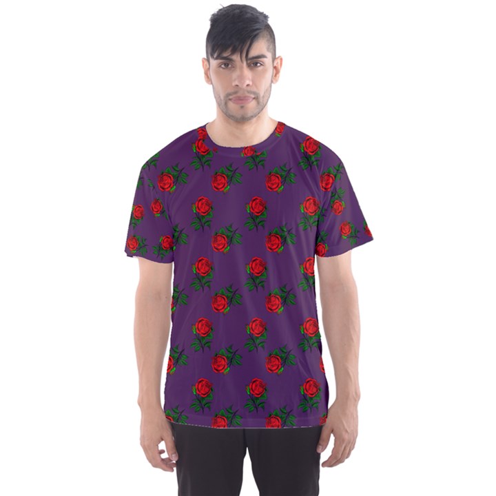 Red Roses Purple Men s Sports Mesh Tee