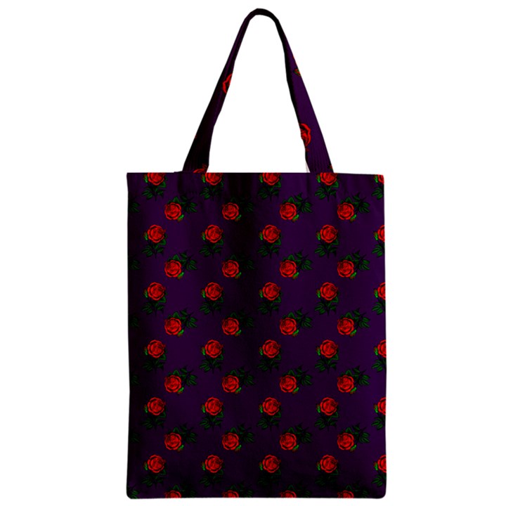 Red Roses Purple Zipper Classic Tote Bag