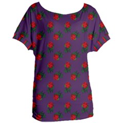 Red Roses Purple Women s Oversized Tee