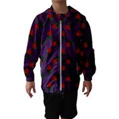 Red Roses Purple Hooded Windbreaker (kids)