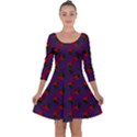 Red Roses Purple Quarter Sleeve Skater Dress View1