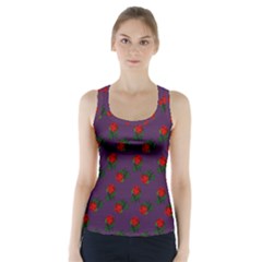 Red Roses Purple Racer Back Sports Top by snowwhitegirl