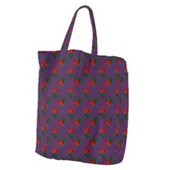 Red Roses Purple Giant Grocery Tote by snowwhitegirl