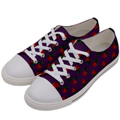 Red Roses Purple Women s Low Top Canvas Sneakers