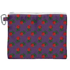 Red Roses Purple Canvas Cosmetic Bag (xxl)