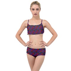 Red Roses Purple Layered Top Bikini Set