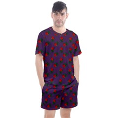 Red Roses Purple Men s Mesh Tee And Shorts Set