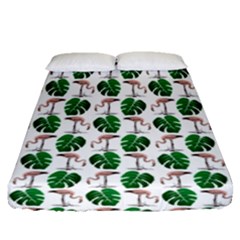 Flamingo Leaf Patttern Fitted Sheet (queen Size) by snowwhitegirl