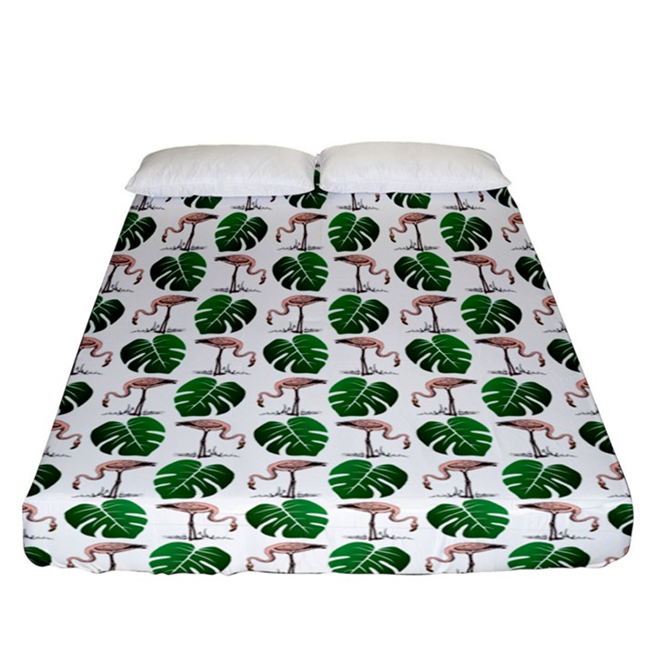 Flamingo Leaf Patttern Fitted Sheet (California King Size)