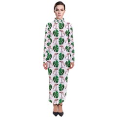 Flamingo Leaf Patttern Turtleneck Maxi Dress by snowwhitegirl