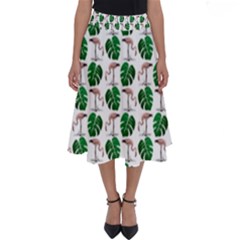 Flamingo Leaf Patttern Perfect Length Midi Skirt