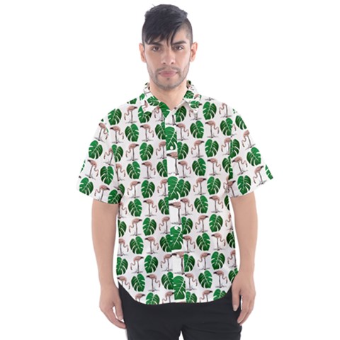 Flamingo Leaf Patttern Men s Short Sleeve Shirt by snowwhitegirl