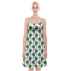 Flamingo Leaf Patttern Spaghetti Strap Velvet Dress by snowwhitegirl