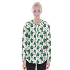 Flamingo Leaf Patttern Womens Long Sleeve Shirt