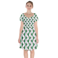 Flamingo Leaf Patttern Short Sleeve Bardot Dress by snowwhitegirl