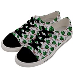 Flamingo Leaf Patttern Men s Low Top Canvas Sneakers by snowwhitegirl