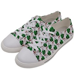 Flamingo Leaf Patttern Women s Low Top Canvas Sneakers by snowwhitegirl