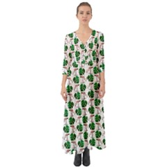 Flamingo Leaf Patttern Button Up Boho Maxi Dress by snowwhitegirl