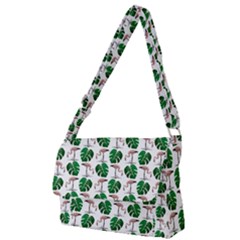 Flamingo Leaf Patttern Full Print Messenger Bag