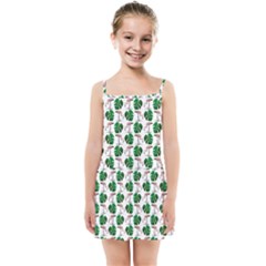 Flamingo Leaf Patttern Kids Summer Sun Dress