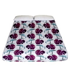 Flamingo Leaf Patttern Blue Fitted Sheet (queen Size) by snowwhitegirl