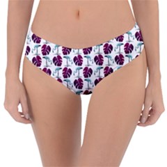 Flamingo Leaf Patttern Blue Reversible Classic Bikini Bottoms by snowwhitegirl