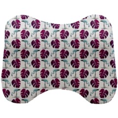 Flamingo Leaf Patttern Blue Head Support Cushion by snowwhitegirl