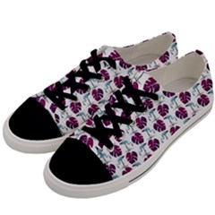 Flamingo Leaf Patttern Blue Men s Low Top Canvas Sneakers by snowwhitegirl