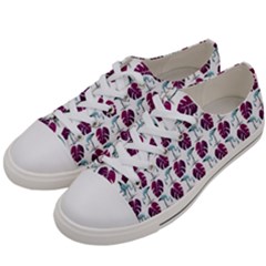 Flamingo Leaf Patttern Blue Women s Low Top Canvas Sneakers by snowwhitegirl