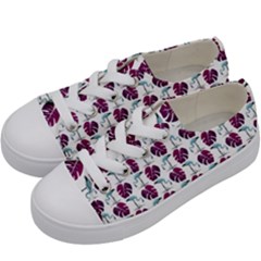 Flamingo Leaf Patttern Blue Kids  Low Top Canvas Sneakers by snowwhitegirl