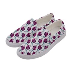 Flamingo Leaf Patttern Blue Women s Canvas Slip Ons by snowwhitegirl