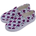 Flamingo Leaf Patttern Blue Kids  Canvas Slip Ons View2