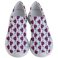 Flamingo Leaf Patttern Blue Women s Lightweight Slip Ons by snowwhitegirl