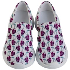 Flamingo Leaf Patttern Blue Kid s Lightweight Slip Ons by snowwhitegirl