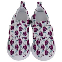 Flamingo Leaf Patttern Blue Velcro Strap Shoes by snowwhitegirl