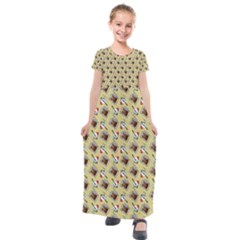 Kawaii Rootbeer Kids  Short Sleeve Maxi Dress