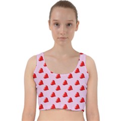 Kawai Hearts Velvet Racer Back Crop Top