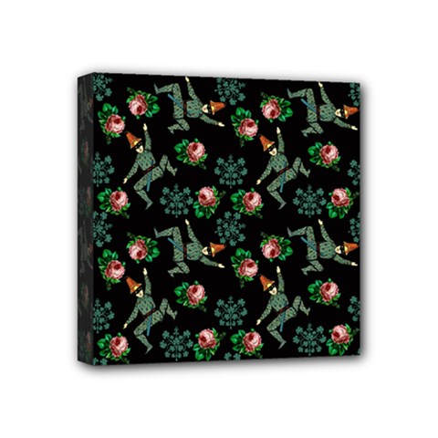 Vintage Jester Floral Pattern Mini Canvas 4  X 4  (stretched) by snowwhitegirl