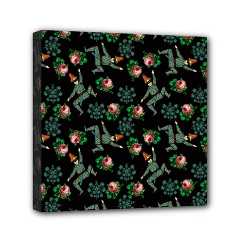 Vintage Jester Floral Pattern Mini Canvas 6  X 6  (stretched) by snowwhitegirl