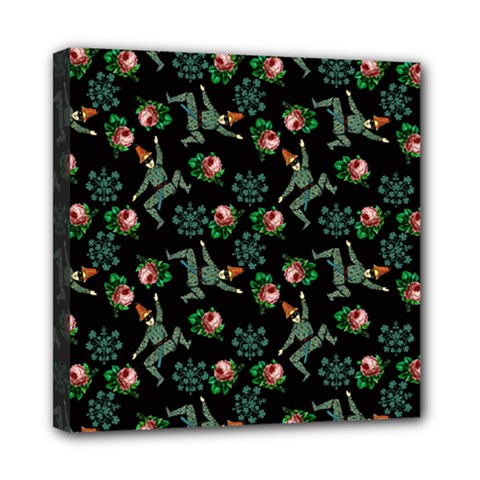 Vintage Jester Floral Pattern Mini Canvas 8  X 8  (stretched) by snowwhitegirl