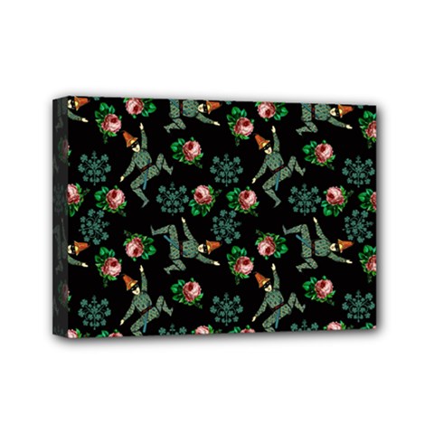 Vintage Jester Floral Pattern Mini Canvas 7  X 5  (stretched) by snowwhitegirl