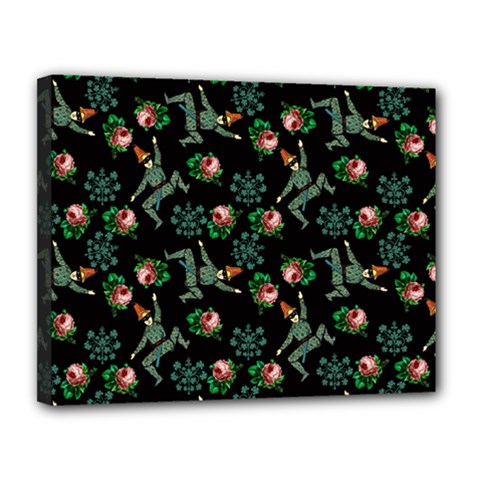 Vintage Jester Floral Pattern Canvas 14  X 11  (stretched) by snowwhitegirl