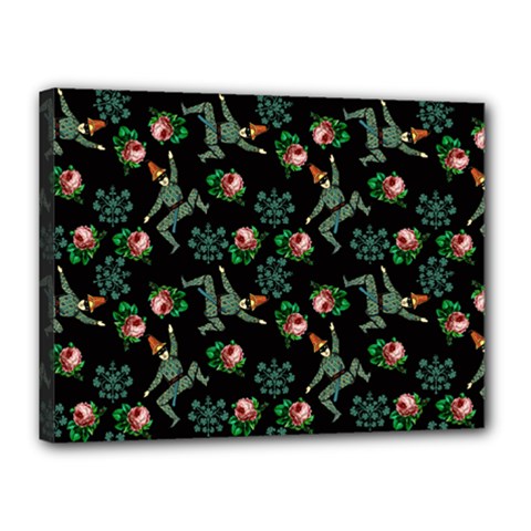 Vintage Jester Floral Pattern Canvas 16  X 12  (stretched) by snowwhitegirl