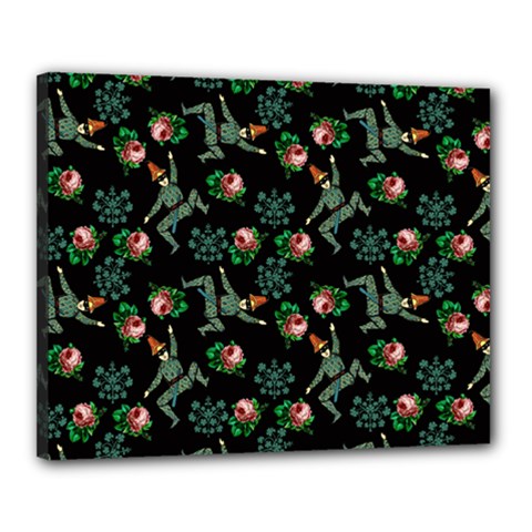 Vintage Jester Floral Pattern Canvas 20  X 16  (stretched) by snowwhitegirl