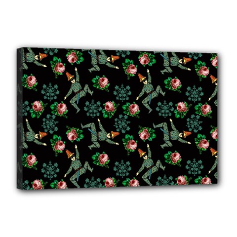 Vintage Jester Floral Pattern Canvas 18  X 12  (stretched) by snowwhitegirl